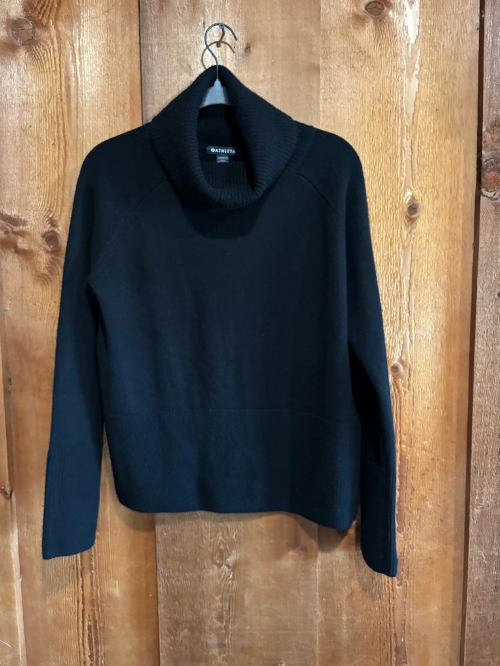 Athleta Alpine Merino Wool Cashmere Cowl Neck Sweater Black XS